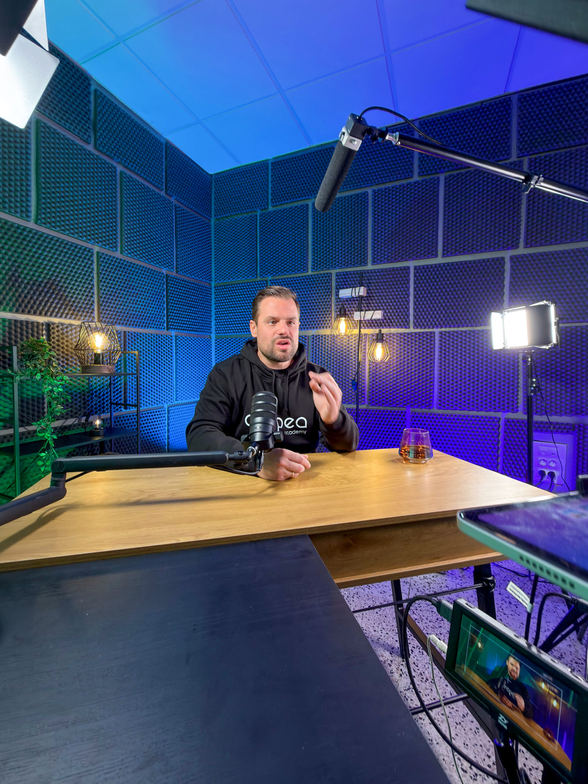 Grabación de formación profesional con teleprompter